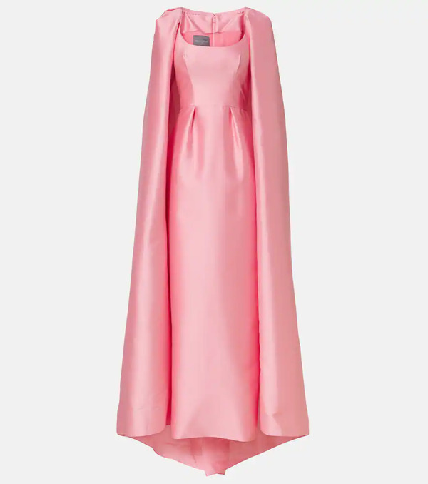  Monique Lhuillier Monique Lhuillier Caped Mikado Gown 