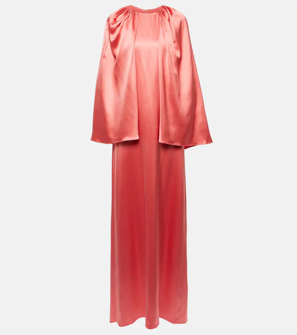  Monique Lhuillier Monique Lhuillier Caped Silk Satin Gown 