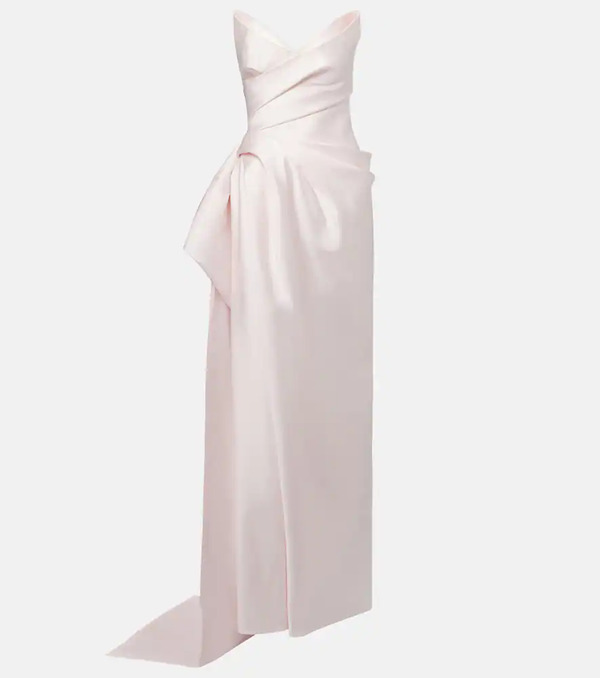  Monique Lhuillier Monique Lhuillier Draped Strapless Mikado Gown 
