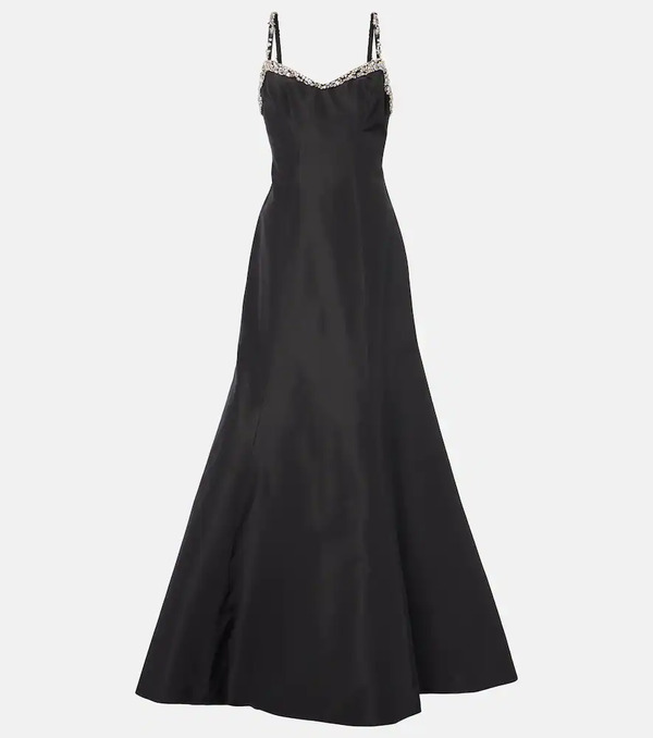  Monique Lhuillier Monique Lhuillier Tumpet Embellished Silk Gown 