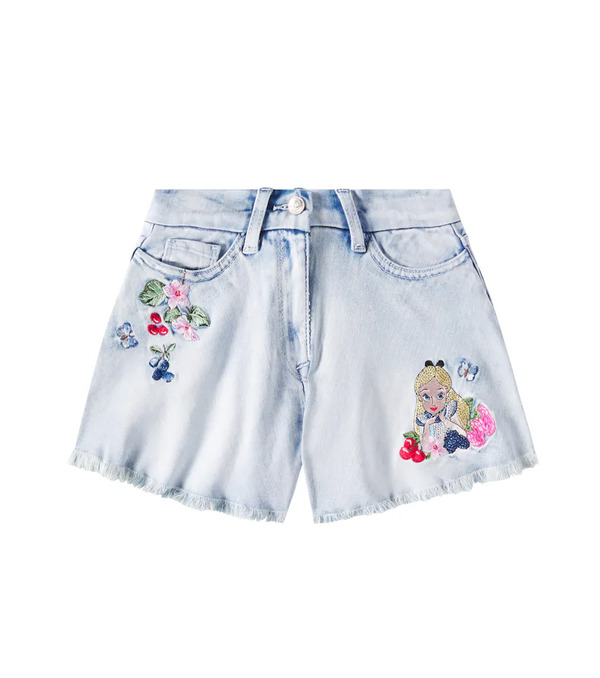  Monnalisa Monnalisa Alice Distressed Patch-appliquã© Denim Shorts 