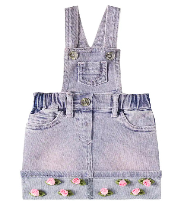  Monnalisa Monnalisa Baby Floral-appliquã© Denim Overalls 