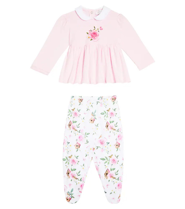  Monnalisa Monnalisa Baby Floral Top And Footed Pants Set 