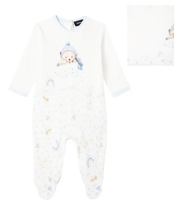  Monnalisa Monnalisa Baby Printed Cotton Onesie And Blanket 