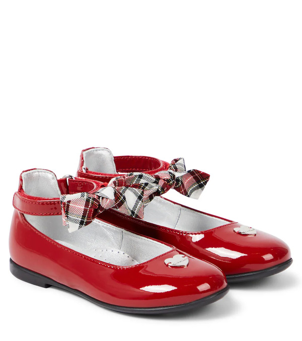 Monnalisa Monnalisa Bow-detail Patent Leather Ballet Flats 