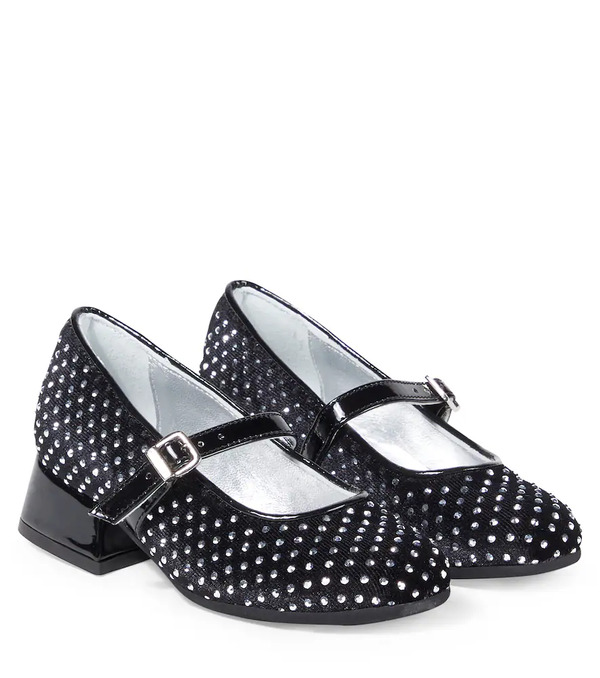  Monnalisa Monnalisa Dorothy Embellished Velvet Ballet Flats 