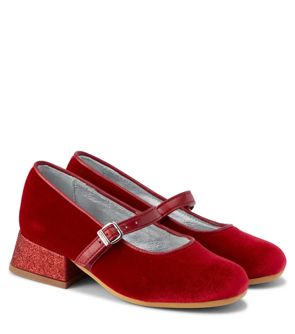  Monnalisa Monnalisa Dorothy Glitter Velvet Ballet Flats 