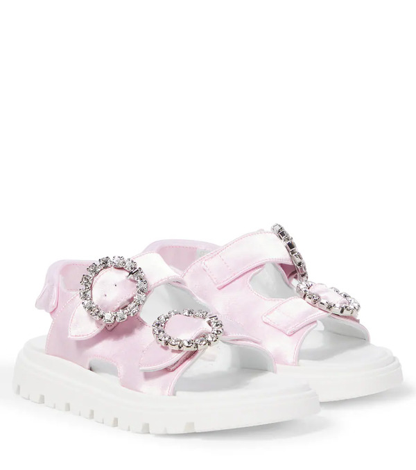  Monnalisa Monnalisa Embellished Satin Sandals 