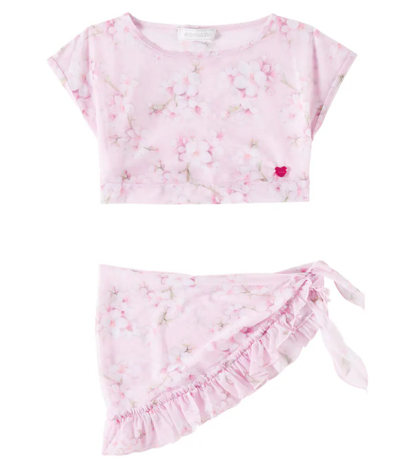  Monnalisa Monnalisa Floral Mesh Top And Beach Cover-up Set 
