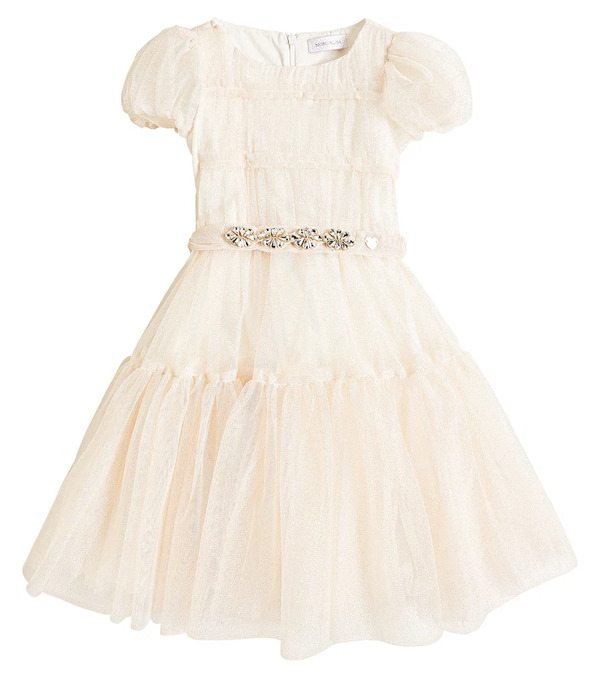  Monnalisa Monnalisa Glitter Tiered Tulle Dress 