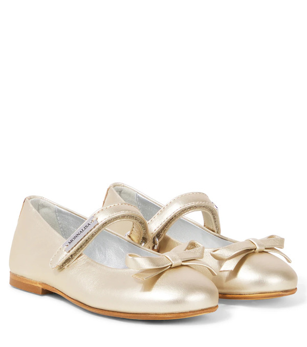  Monnalisa Monnalisa Metallic Leather Ballet Flats 