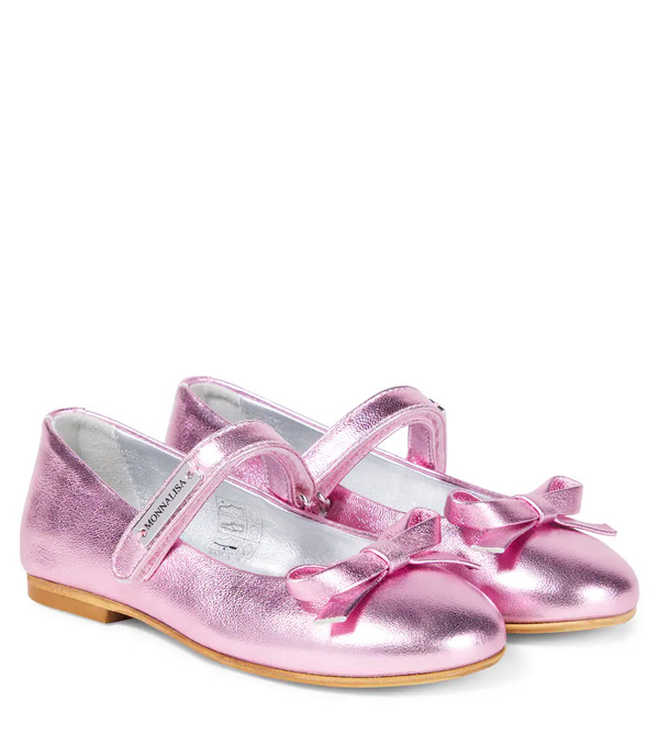  Monnalisa Monnalisa Metallic Leather Ballet Flats 