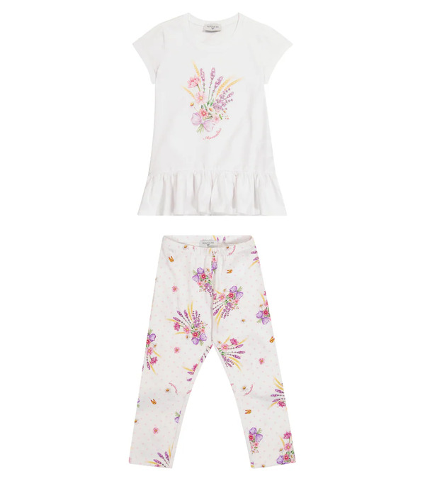  Monnalisa Monnalisa Printed Stretch-cotton T-shirt And Leggings Set 