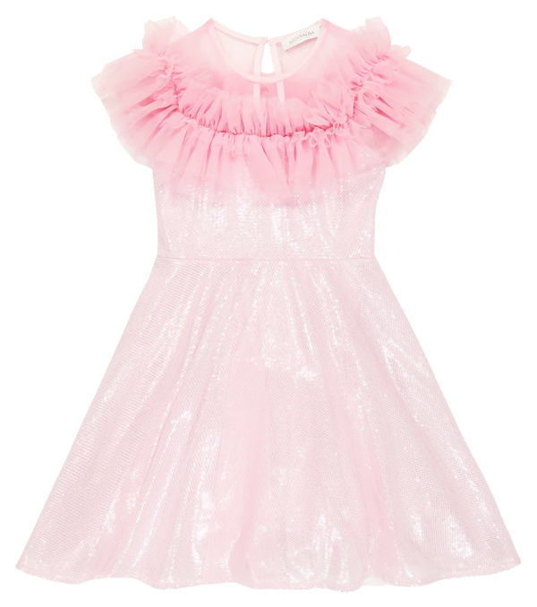  Monnalisa Monnalisa Sequined Ruffle Dress 