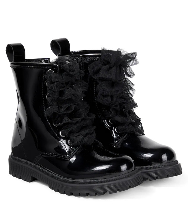  Monnalisa Monnalisa Shearling-lined Patent Leather Boots 
