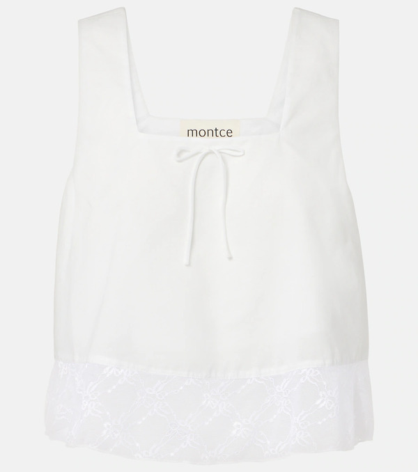  Montce Montce Lace-trimmed Cotton Crop Top 