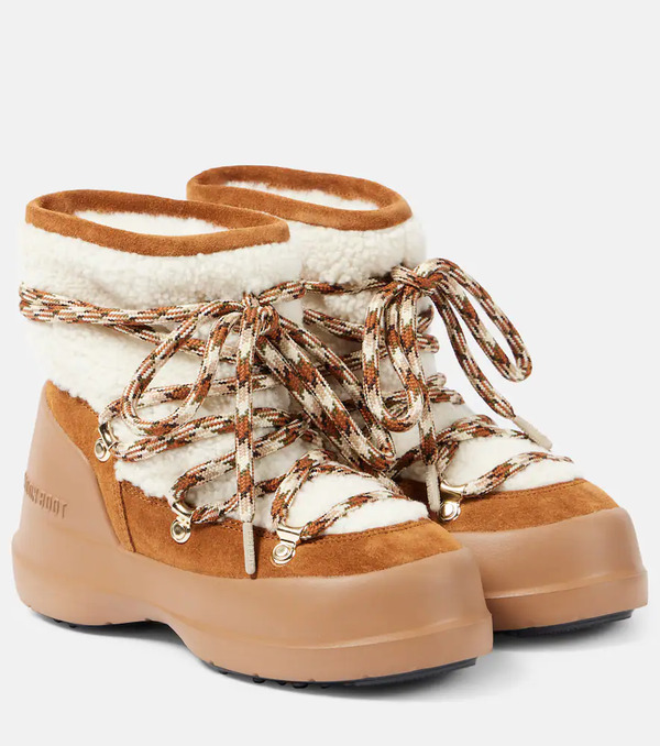  Moon Boot Moon Boot Luna Low Shearling And Suede Snow Boots 