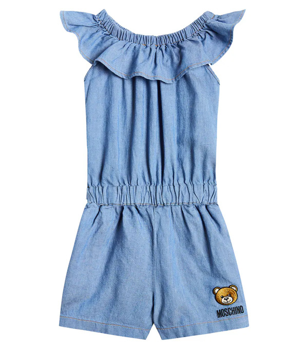  Moschino Kids Moschino Kids Embroidered Denim Playsuit 