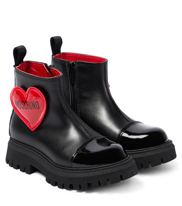  Moschino Kids Moschino Kids Heart Patent Leather Boots 