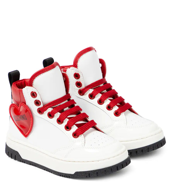 Moschino Kids Moschino Kids Leather High-top Sneakers 