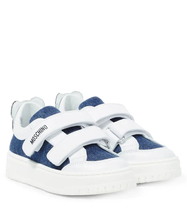  Moschino Kids Moschino Kids Leather-trimmed Canvas Sneakers 
