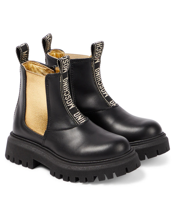  Moschino Kids Moschino Kids Logo Leather Chelsea Boots 