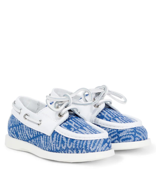 Moschino Kids Moschino Kids Logo Leather-trimmed Boat Shoes 