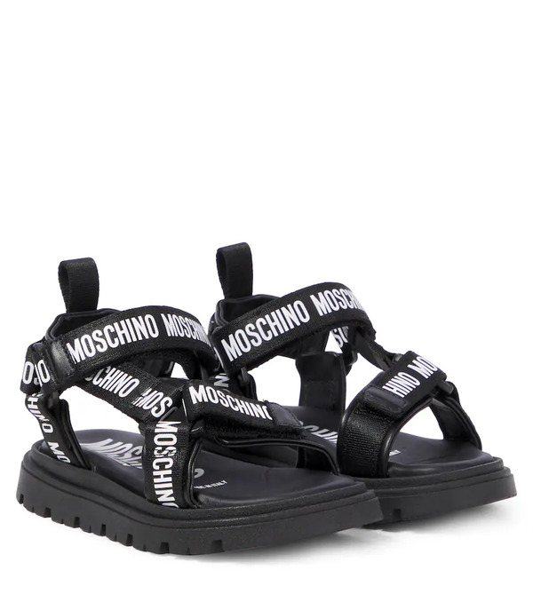 Moschino Kids Moschino Kids Logo Leather-trimmed Sandals 