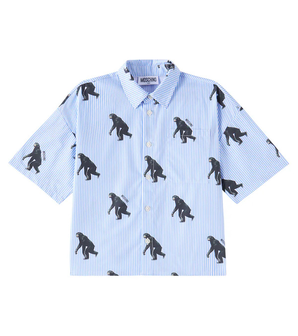  Moschino Kids Moschino Kids Printed Striped Cotton Shirt 