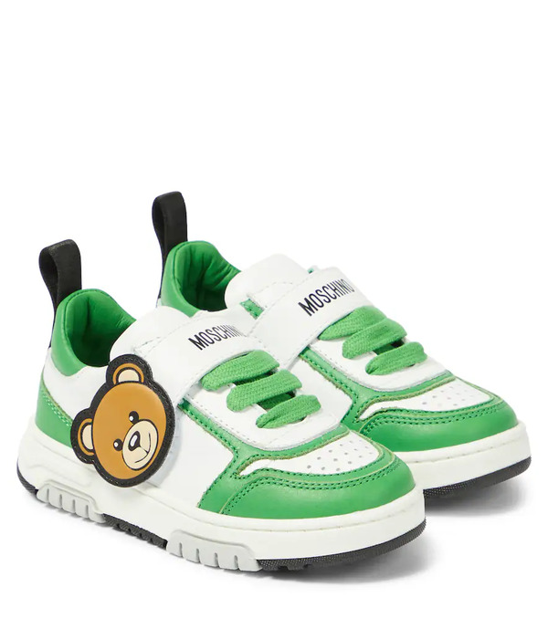  Moschino Kids Moschino Kids Teddy Bear Leather Sneakers 