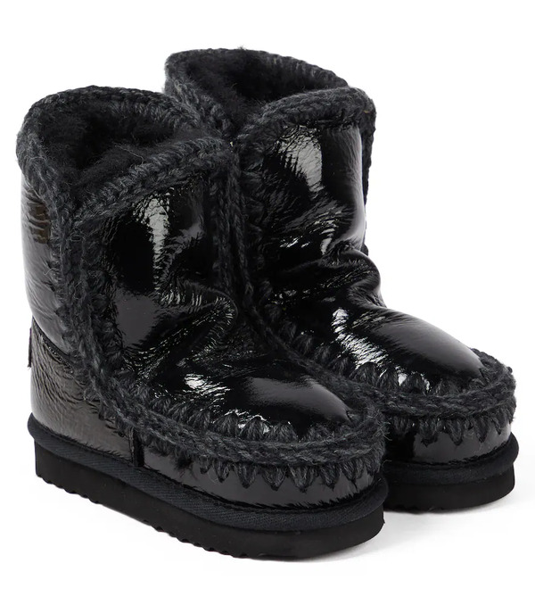  Mou Kids Mou Kids Shearling-lined Coated Leather Ankle Boots 