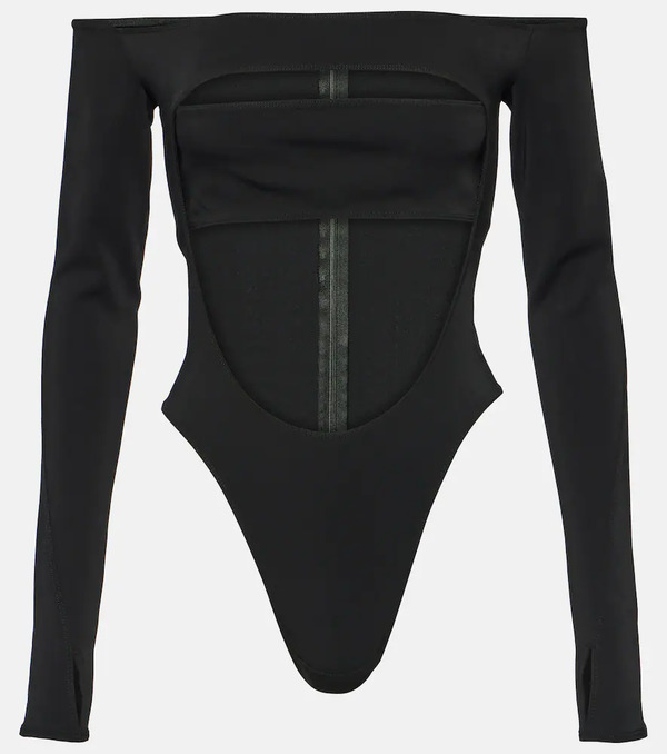  Mugler Mugler Circle Off-shoulder Cutout Bodysuit 