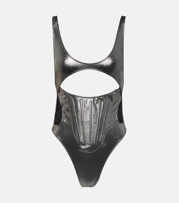  Mugler Mugler Cutout Metallic Swimsuit 