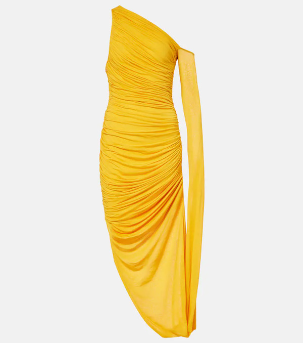  Mugler Mugler Draped One-shoulder Jersey Maxi Dress 