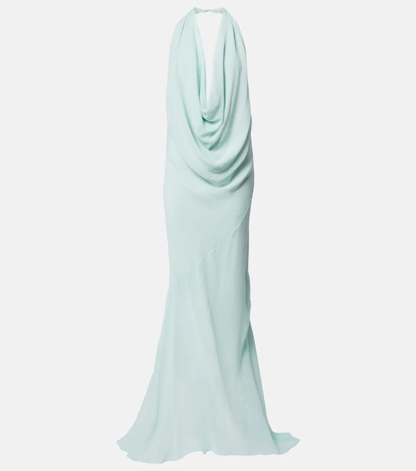  Mugler Mugler Draped Sheer Silk Crãªpe Georgette Gown 