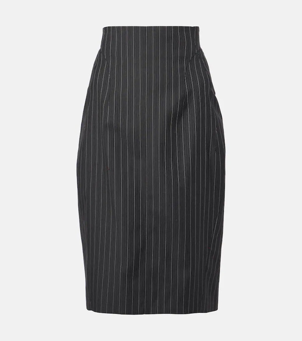  Mugler Mugler Pinstripe Wool-blend Midi Skirt 
