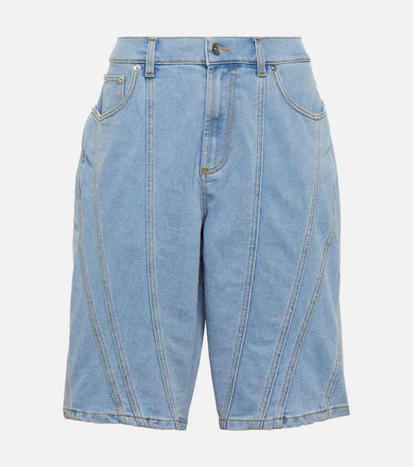  Mugler Mugler Spiral Wide-leg Denim Shorts 
