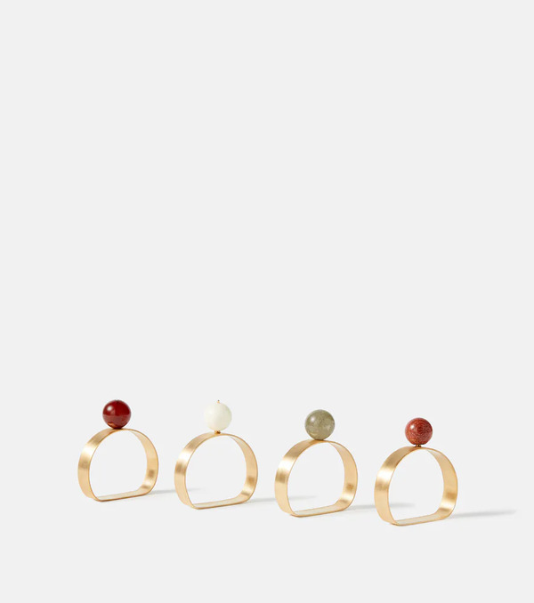  Natalia Criado Natalia Criado Set Of 4 Gold-plated Napkin Rings 