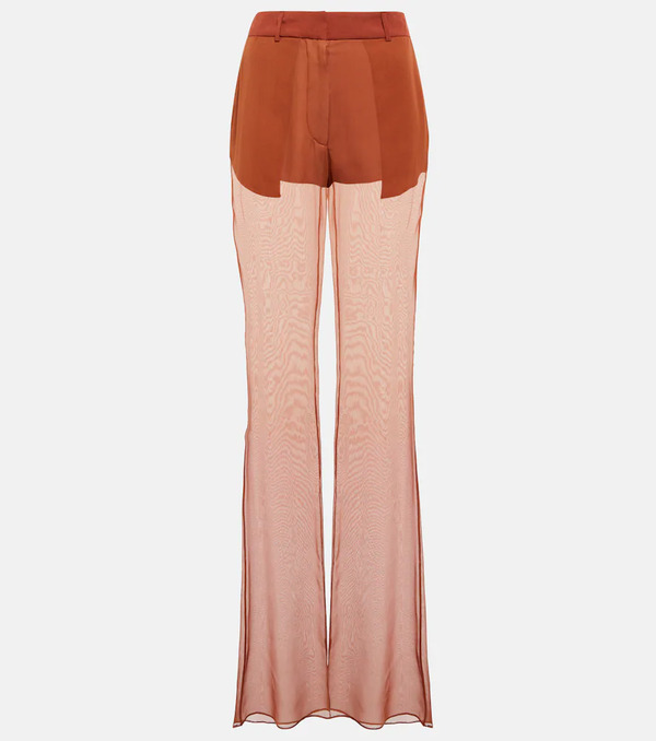  Nensi Dojaka Nensi Dojaka Mid-rise Wide-leg Silk Pants 