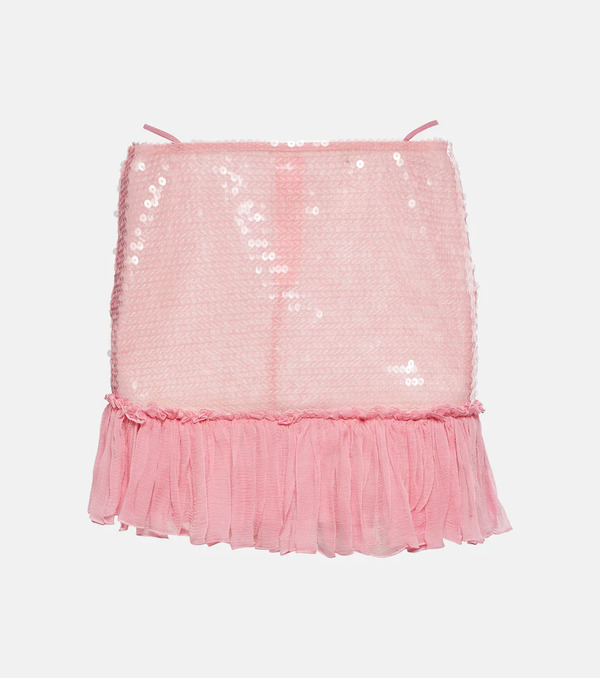  Nensi Dojaka Nensi Dojaka Sequined Tiered Miniskirt 