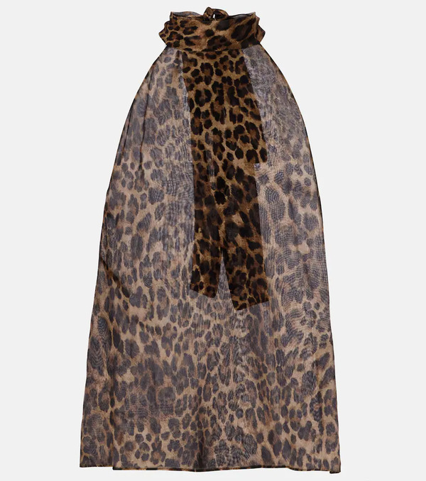  Nili Lotan Nili Lotan Alla Tie-neck Leopard-print Silk Top 