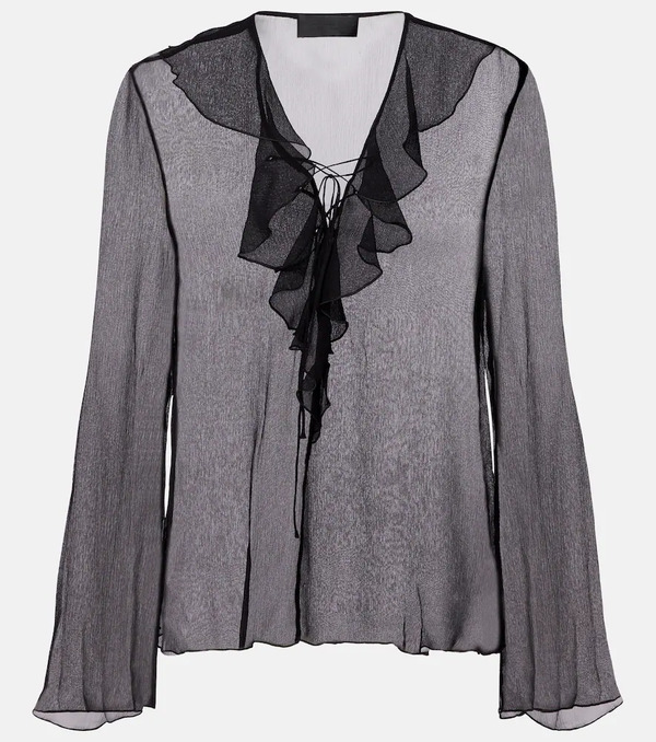  Nili Lotan Nili Lotan Gisella Ruffled Silk Chiffon Blouse 