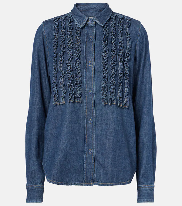  Nili Lotan Nili Lotan Lexa Ruffled Denim Shirt 