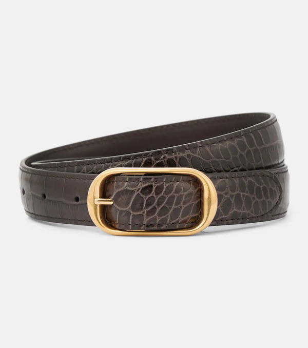  Nili Lotan Nili Lotan Reine Croc-effect Patent Leather Belt 