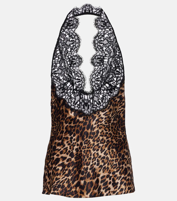  Nili Lotan Nili Lotan Teo Leopard-print Silk Satin Top 