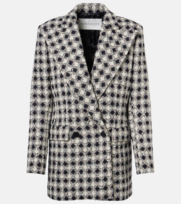  Nina Ricci Nina Ricci Double-breasted Tweed Blazer 
