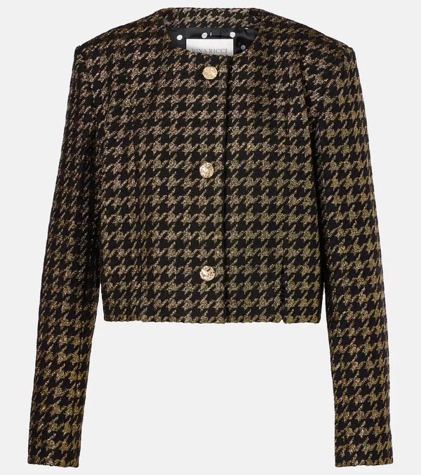  Nina Ricci Nina Ricci Houndstooth Lamã© Tweed Jacket 