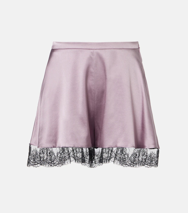  Nina Ricci Nina Ricci Lace-trimmed Silk-blend Satin Shorts 