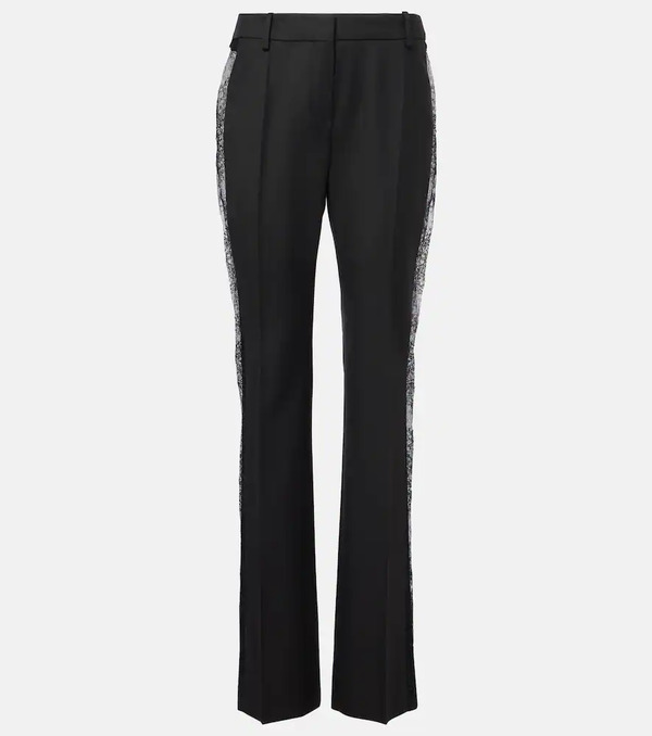  Nina Ricci Nina Ricci Lace-trimmed Wool Straight Pants 