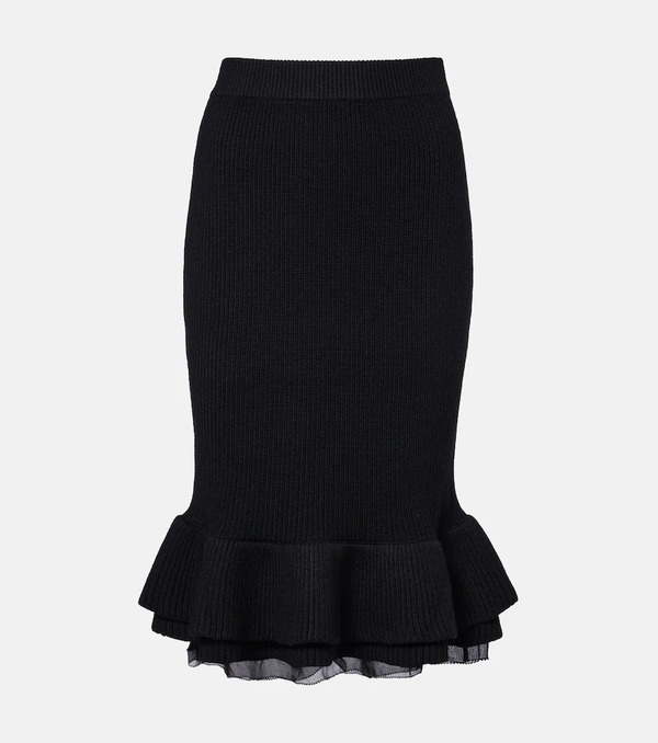  Nina Ricci Nina Ricci Peplum Wool-blend Midi Skirt 